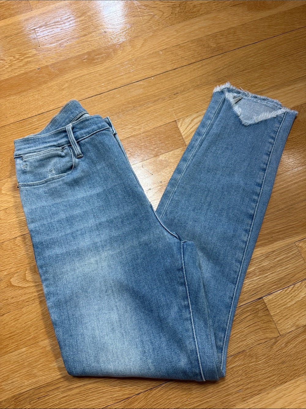 Frame Denim Le High Skinny Triangle Frayed Hem Jeans 30